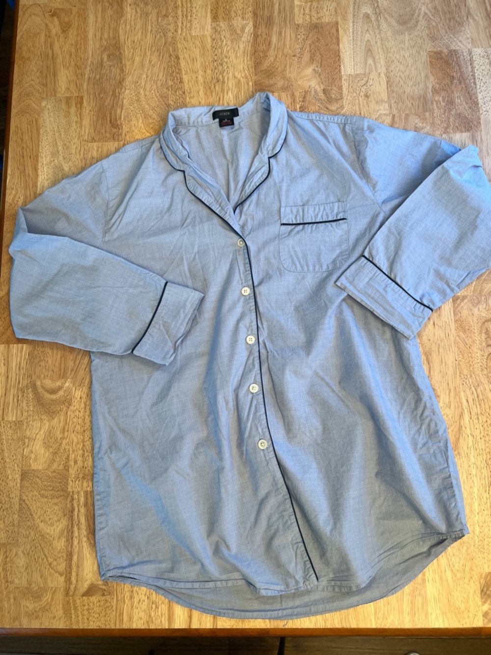 J Crew Shirt and Shorts Pajama Set Top Large Bottoms Medium Blue 100% Cotton - Picture 3 of 16